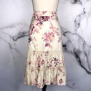 BANANA REPUBLIC midi cream purple silk skirt  6